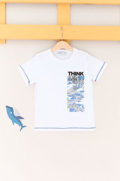 Fulla Moda Tricou pentru băiat 100% bumbac cu imprimeu Think