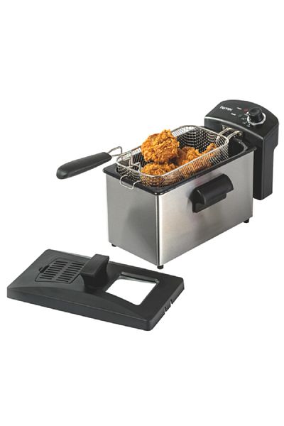 HOMİX 1960W Stain Resistant Adjustable Thermostat Deep Fryer Black and Silver 3.5 Liter