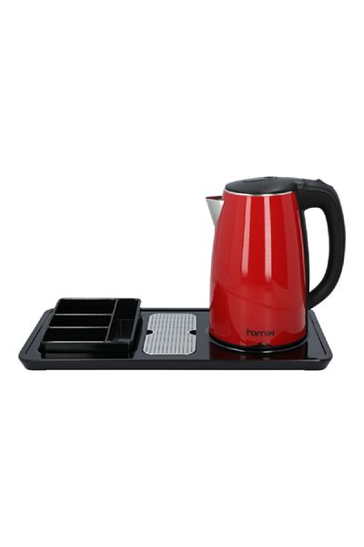 HOMİX 1800W Chinese Tianpeng Controller Electric Kettle with Tray Red and Black 1.7 Liter
