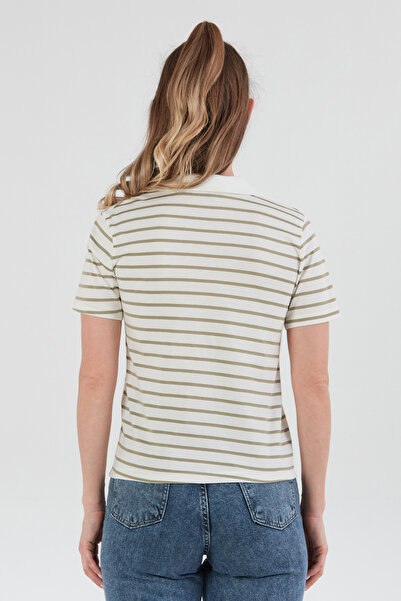 Fulla Moda Μπλουζάκι με ριγέ λαιμόκοψη