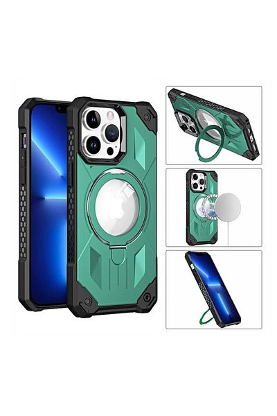 Gtech Case with stand, compatible with Apple iPhone 15 Pro, shockproof, wireless charging, Green