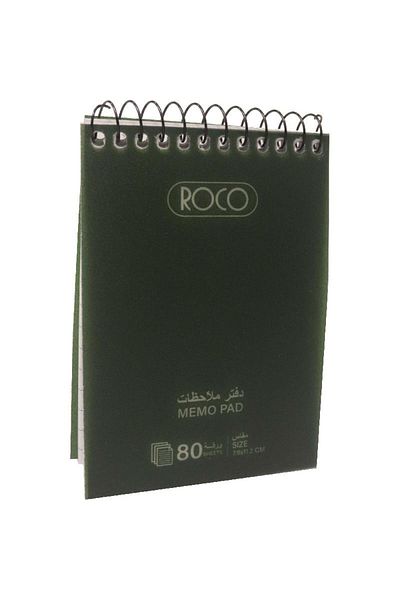 Roco Memo Notebook – Pocket Size, 7.9 x 11.2 cm, 160 Pages, Lined, Green Cover