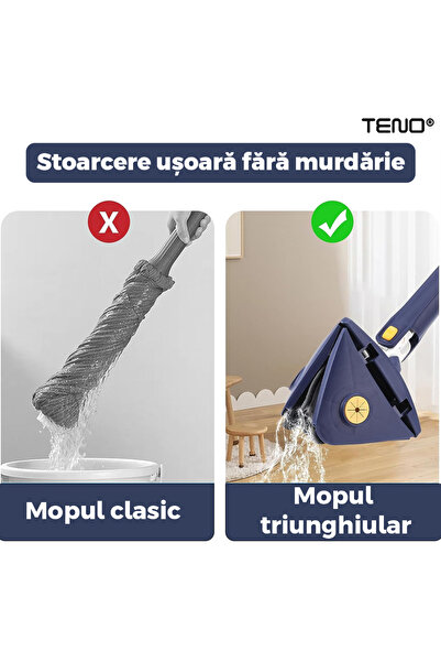 Teno Triangular Mop Head, 360 degree rotation, 127 cm, blue/yellow