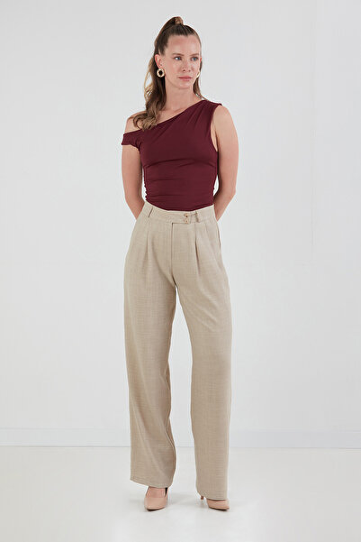 Fulla Moda Düğmeli Yüksek Bel Palazzo Pantolon
