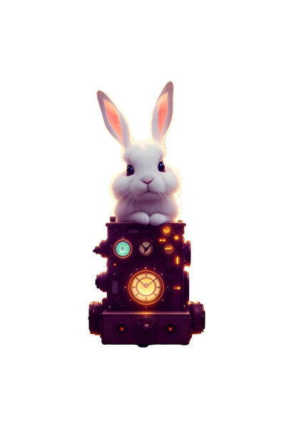 INOVATIX Set de 8 piese, autocolant iepuraș steampunk, INOVATIX®. 6 cm