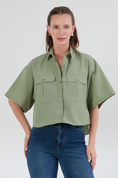 Fulla Moda Basic πουκάμισο με διπλή τσέπη με μακρύ πίσω μέρος
