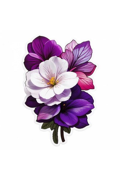 INOVATIX Set de 8 piese, autocolant Flori violete, INOVATIX®. 6 cm