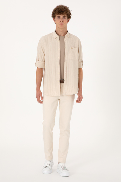 U.S. Polo Assn. Men's Cream Comfort Fit Pocket Shirt 50306383-Vr071