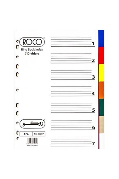 Roco Index Divider – A4 Size, 1/7 Tab Cut, Assorted Colors, Plastic, Blank Tabs