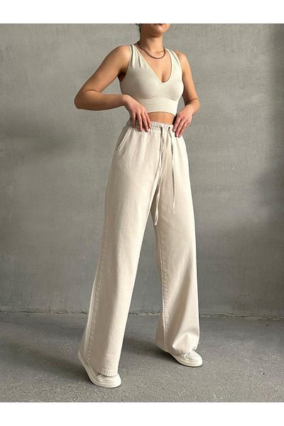 Butik Beige Waist Elastic Pants