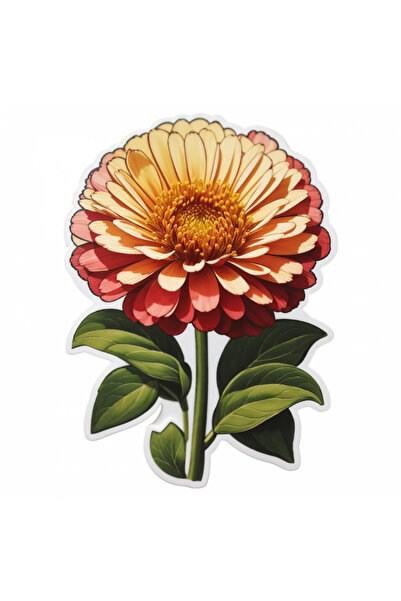 INOVATIX Set de 8 autocolante cu flori de zinnia, INOVATIX®. 6 cm
