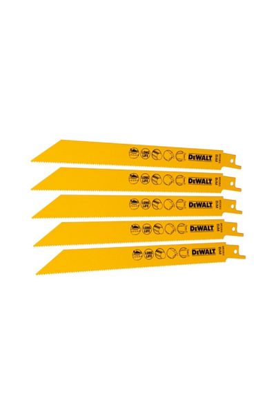 Dewalt 5-Piece Bi-Metal Reciprocating Blade 203mm