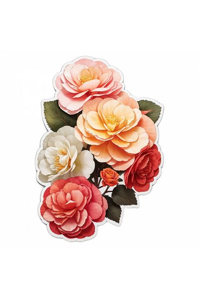 INOVATIX Set de 8 piese, Autocolant Flori buchet begonie, INOVATIX®. 6 cm