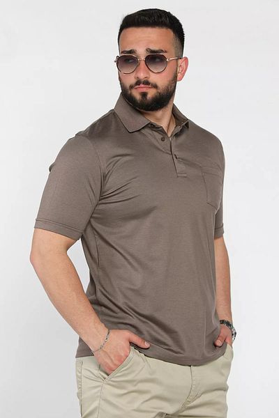 MİSHAR İTALİA Ανδρικό μπλουζάκι με γιακά Mink Polo με μισό κουμπί και τσέπη