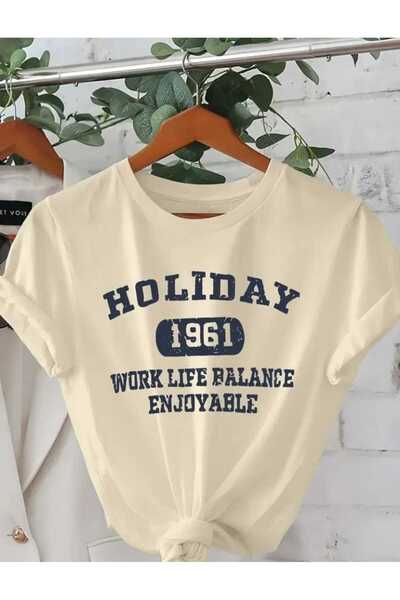 TekTarzz Tricou de tendință cu design imprimat pentru femei de vacanță