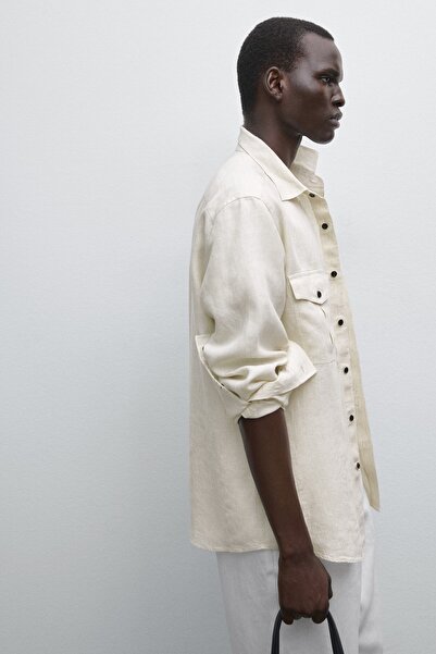 Massimo Dutti %100 keten regular fit gömlek