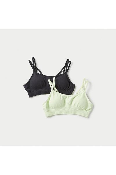 Juniors Solid Training Bra With Adjustable Straps - Set Of 2
