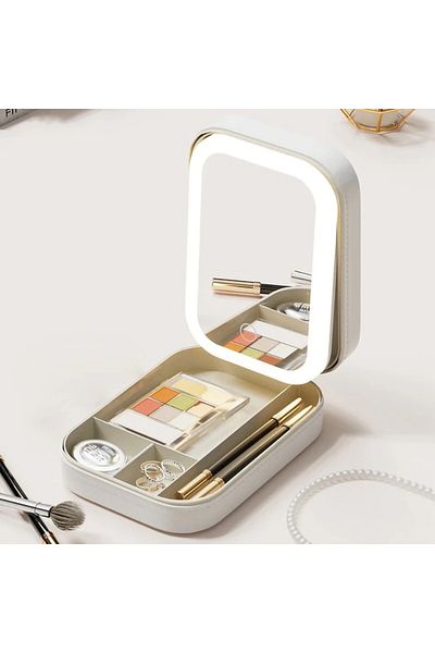 miraza Cosmetic Organizer Bag with LED Mirror, Touch, Rechargeable, Perfect Gift
