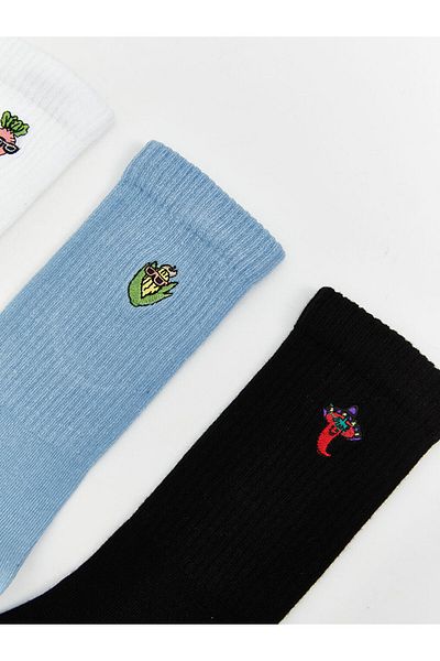 LC Waikiki Lcw Accessories Mixed Embroidered Men's Socks 3-Piece