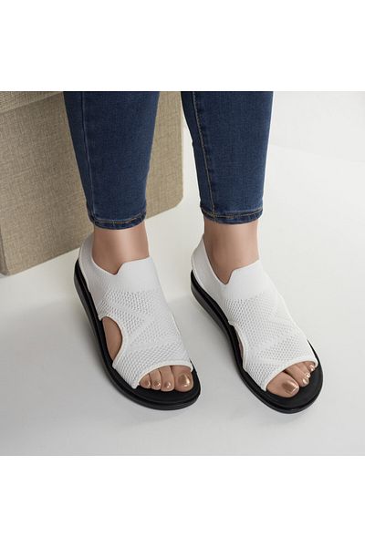 MODA STİL Women's white flat sandals made of textile, size 38