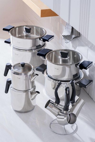 ACAR Orkide 16 Piece Steel Pot Set