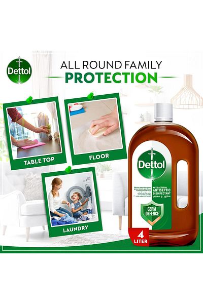 Dettol Antiseptic Antibacterial Disinfectant Liquid 4 Litres Removes Tough Stains, Kills 99.9%