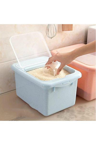 COOYA Rice Storage Box,Household Cereal Storage,Sealed Design,Food Storage Box,BPA Free (Blue 10kg)