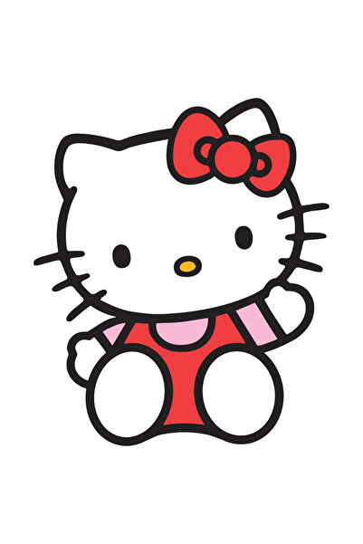 INOVATIX Set de 8 piese, autocolant Hello Kitty cu fundă, INOVATIX®. 6 cm