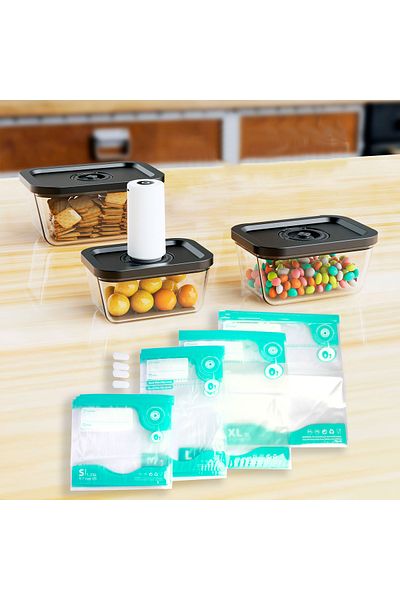 Bigatti Glass Vacuum Storage Container/Vacuum Bag 25 Piece Storage Set (Vacuum Device Included)