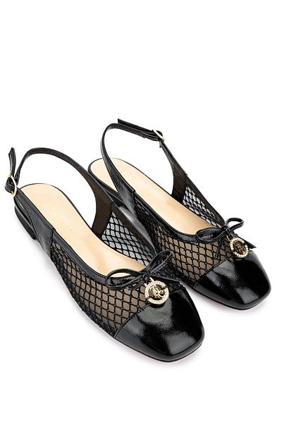 Tamer Tanca Women's Leather & Textile Black Patent Leather Ballerina Shoes