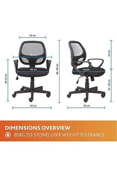 COOYA Office Computer Chair Seat,Height Adjustable 360° Swivel,with Armrests,Upholstered Mesh,Low-Back