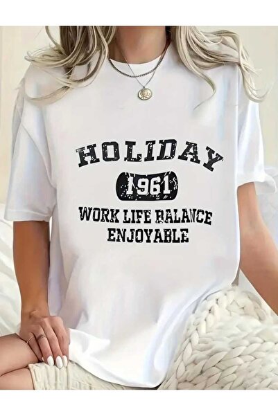 TekTarzz Tricou de tendință cu design imprimat pentru femei de vacanță