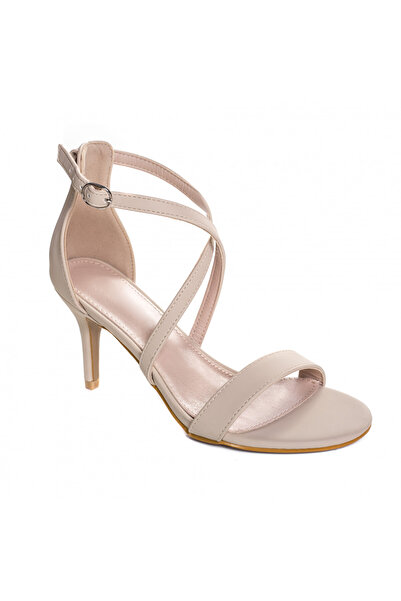 MODA STİL Women's sandals with beige heel made of balsana eco-leather, 40