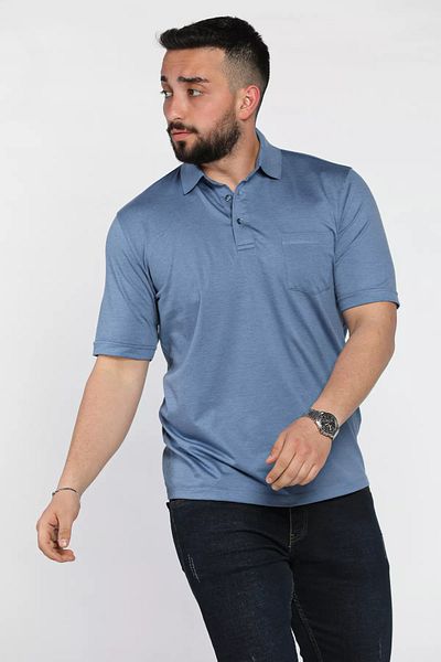 MİSHAR İTALİA Ανδρικό μπλουζάκι Indigo Polo με μισό κουμπί με τσέπη