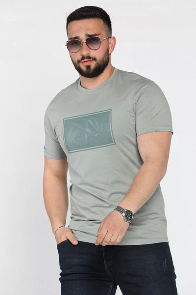 MİSHAR İTALİA Ανδρικό μπλουζάκι με στάμπα με λαιμόκοψη μέντας
