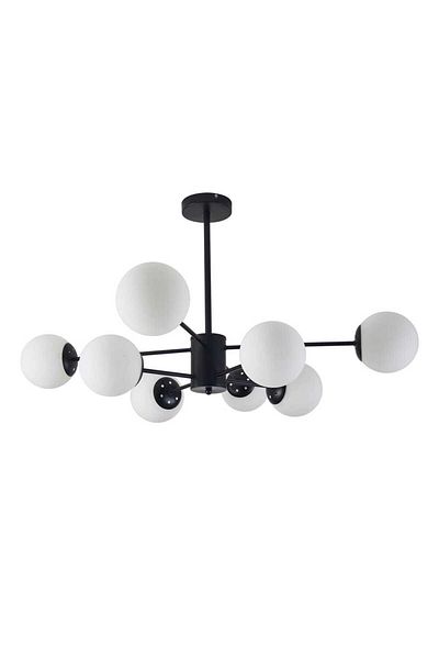 ERS TE Vintage chandelier, 8 white globes x E27, black