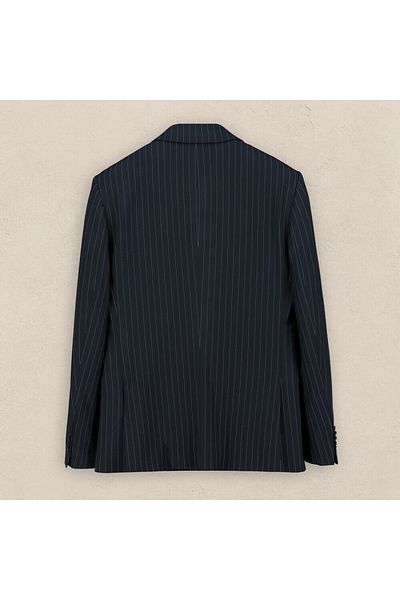 Sarar Interview Woven Fabric Striped Dark Blue Suit