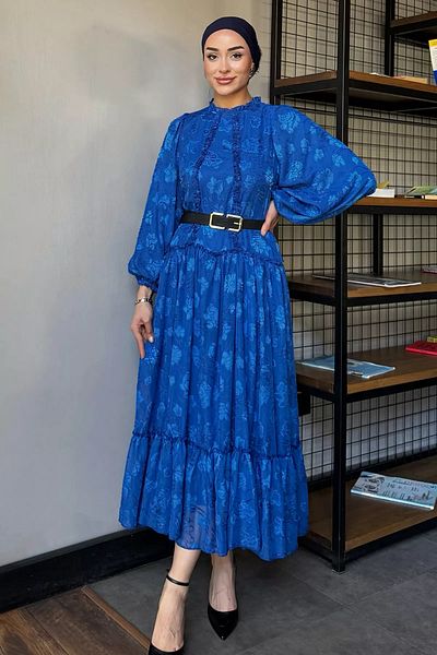 julude Σιφόν φόρεμα με κεντημένο και επέντειρο μπλε σαξόφωνο
