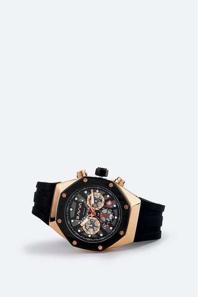 Avva Men's Black Silicone Watch B009032
