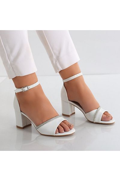 MODA STİL Sandale Dama Cu Toc Argintii Din Piele Ecologica Asiba, 38
