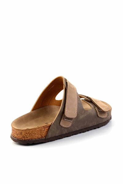 Bambi Vizon Bej Nubuk Hakiki Deri Kadın Terlik K04819301001
