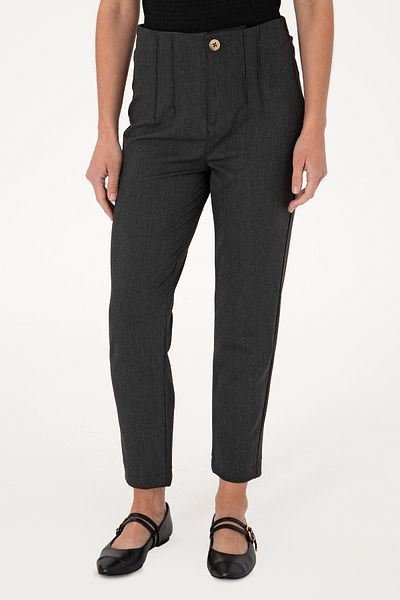 U.S. Polo Assn. Women's Anthracite Carrot High Waist Fit Canvas Trousers 50309121-Vr006