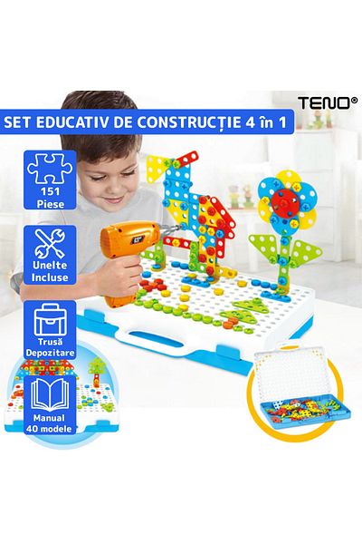 Teno 4in1 Teno® Educational and Interactive Toy, 151 pieces, STEM development, montessori, multicolor