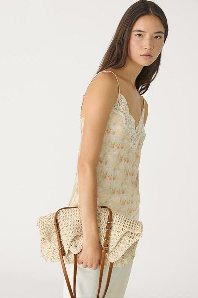 Stradivarius Glossy lace top