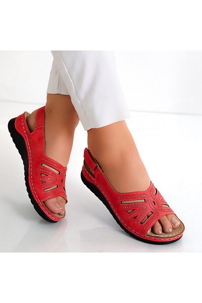 MODA STİL Women's Red Sandals Made of Ecological Leather Caila, 39