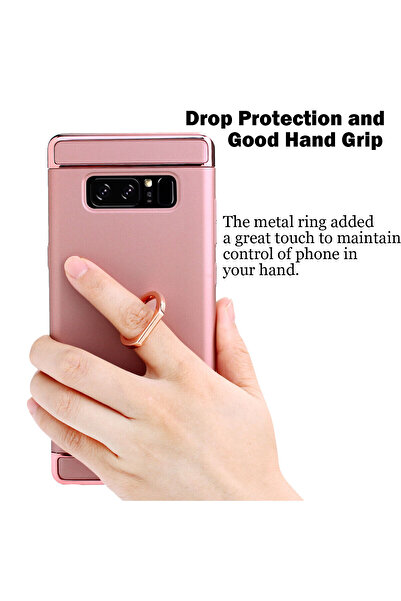 OEM Carcasă de protecție pentru Samsung Galaxy Note 8, placată cu aur roz de lux, cu inel de susținere