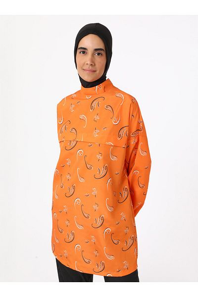 Mayo Bella Shawl Pattern Hijab Swimsuit - Orange -