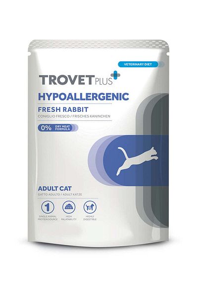 trovet Plus Pouch Cat Hypoallergenic Rabbit Veterinary Diets Wet Food 85g Pack Of 6