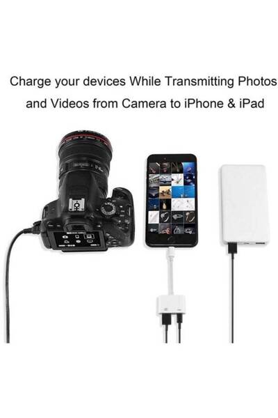 fulina محول كاميرا 8 سنون إلى USB أبيض/أسود/ذهبي