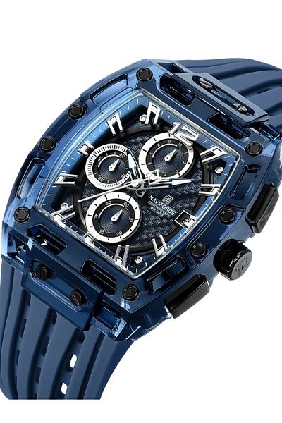 Naviforce 7105 Blue Dial Watch For Men | Elegant Quartz Analog Luxury Stainless Steel Watch